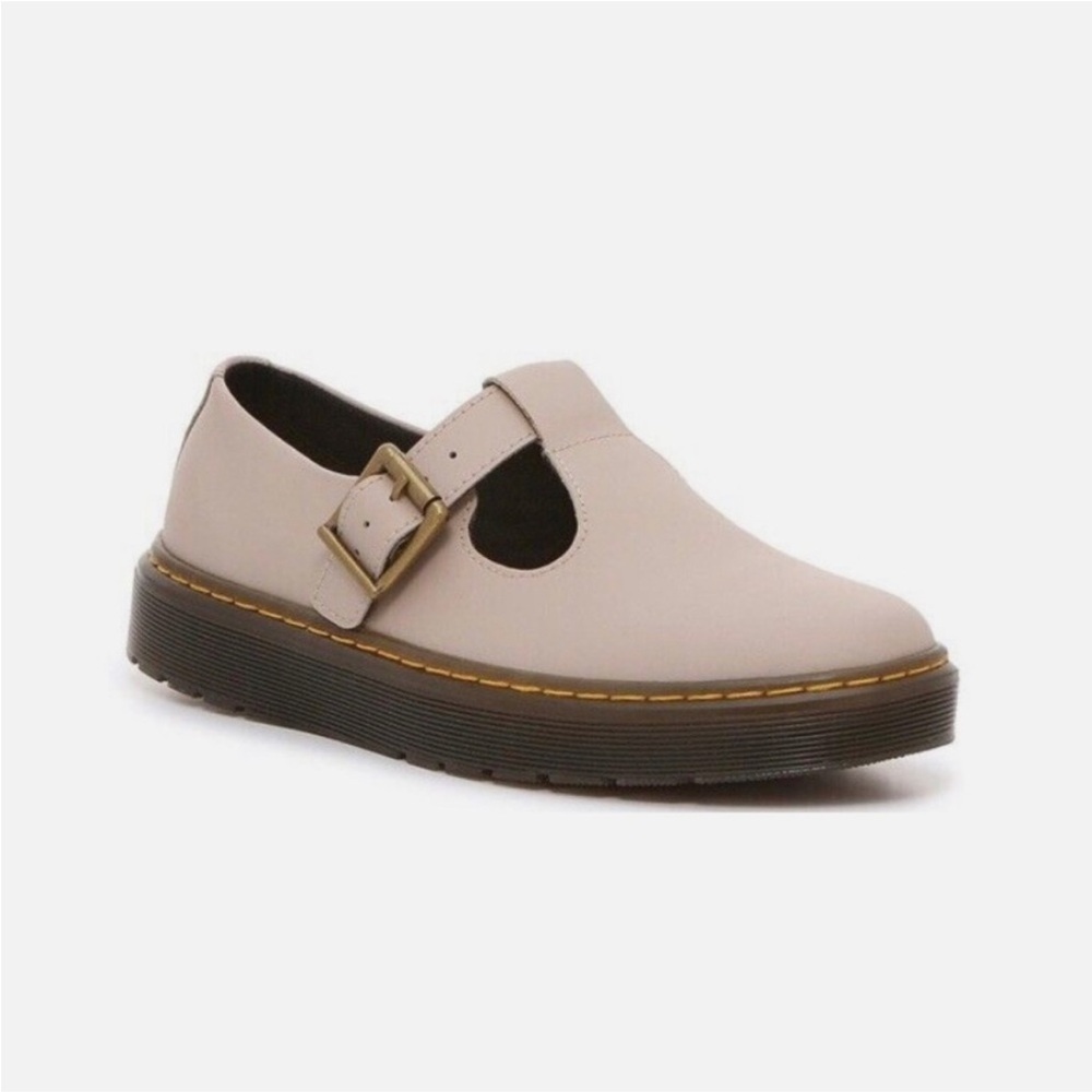 New Dr. Martens Stylish Beige Buckle Shoes